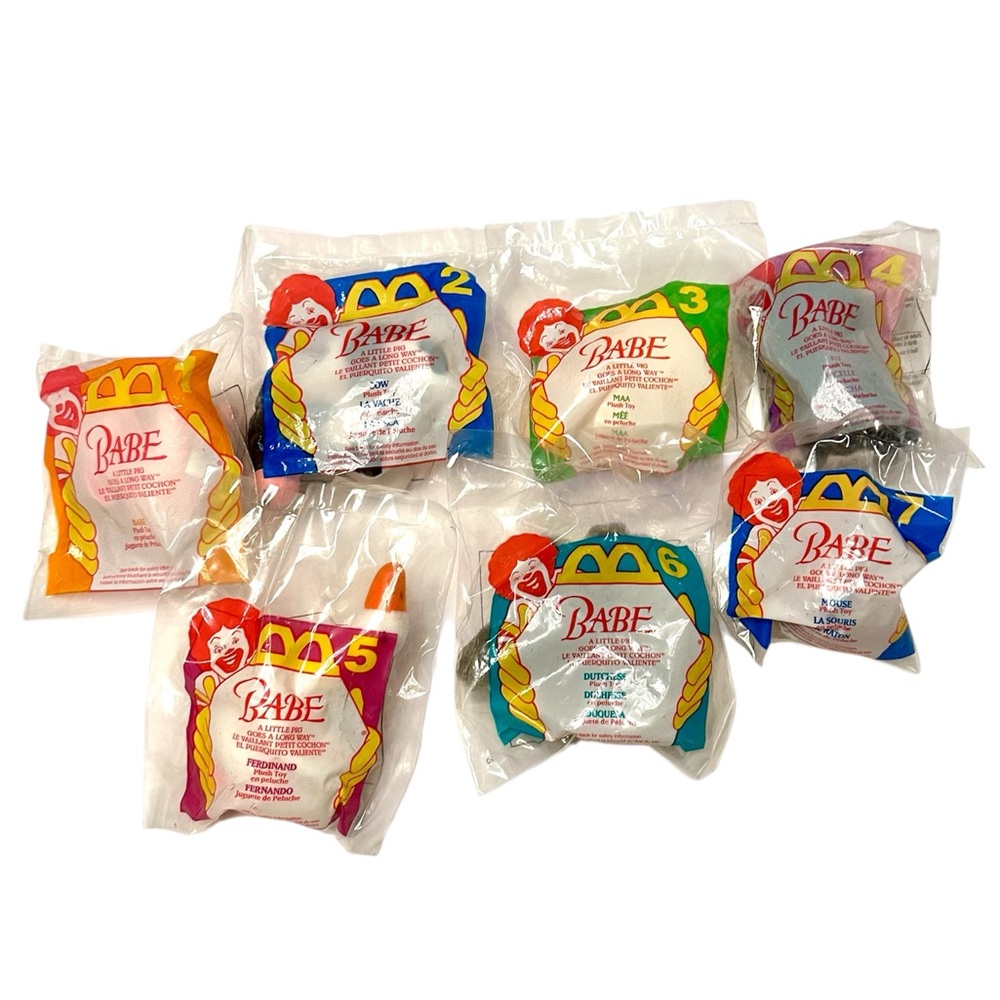 NWT Babe Movie Plush McDonald’s Vintage Happy Meal Complete Set of 7
